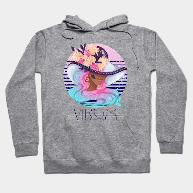 Virgo Zodiac Sign | Circle Beautiful Girl Hoodie by Violete Designs